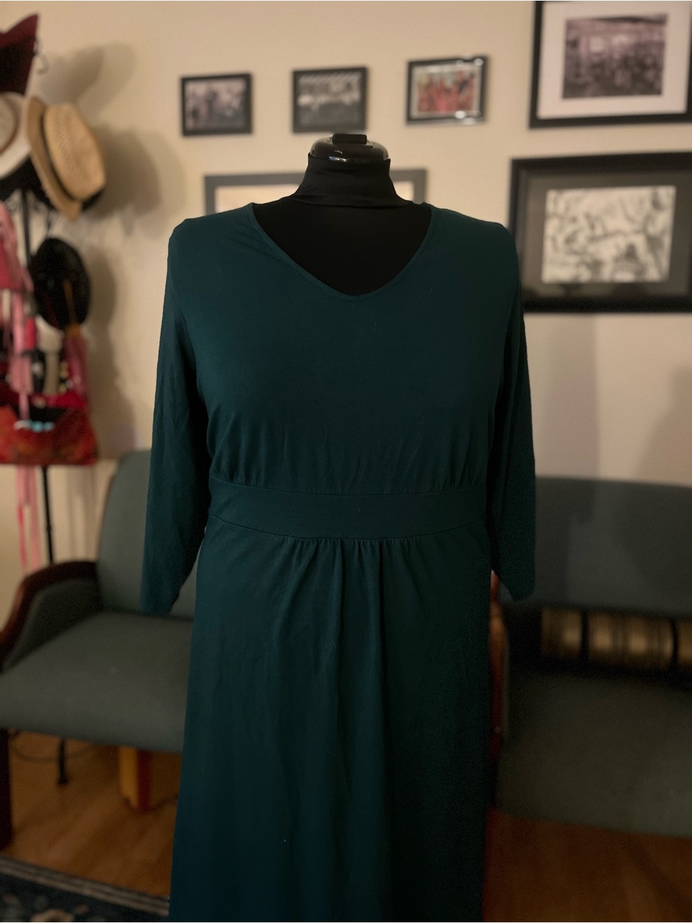 Lands' End Deep Teal V-Neck Long Sleeve Dress - Picture 3 of 7